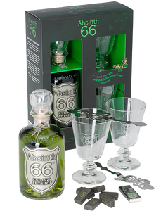 Absinth 66® starter set - 1x0.5L (66% vol.), 2x glasses, 2x spoons, 6x sugar cubes, 1x sticks